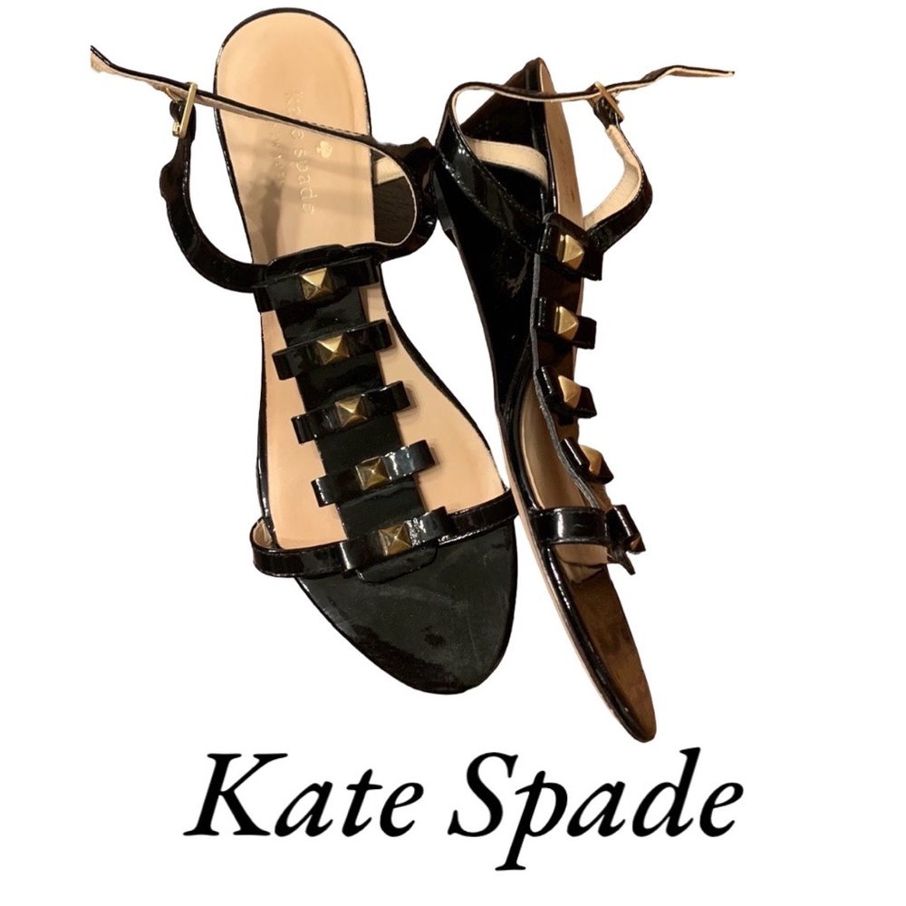 Kate Spade size 9 ladies Darcy sandal black and gold patent leather